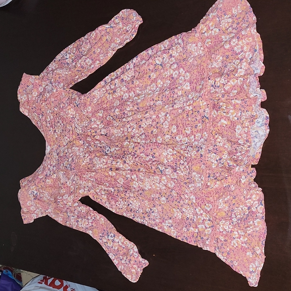 Granny Floral Ruffle Accented Square Neckline Floral Dress Size M *runs small*